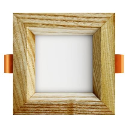 APLED - LED Ugradbena lampa SQUARE WOODLINE LED/3W/230V 4000K 9x9 cm jasen masivno drvo