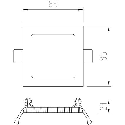 APLED - LED Ugradbeno svetlo za kupatilo SQUARE LED/3W/230V IP41 85x85 mm