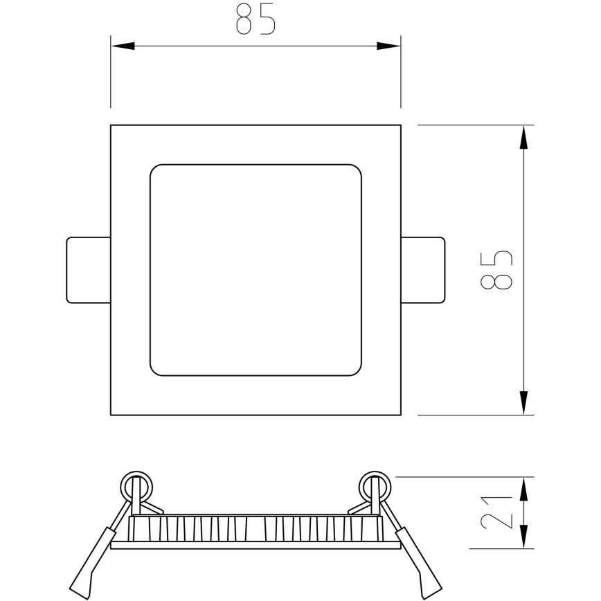 APLED - LED Ugradbeno svetlo za kupatilo SQUARE LED/3W/230V IP41 85x85 mm