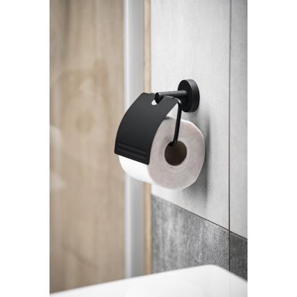 Aqualine - Držač toalet papira sa poklopcem SAMBA crno
