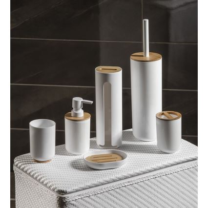 Aqualine - Držač za četkice za zube SNOW bela/bambus