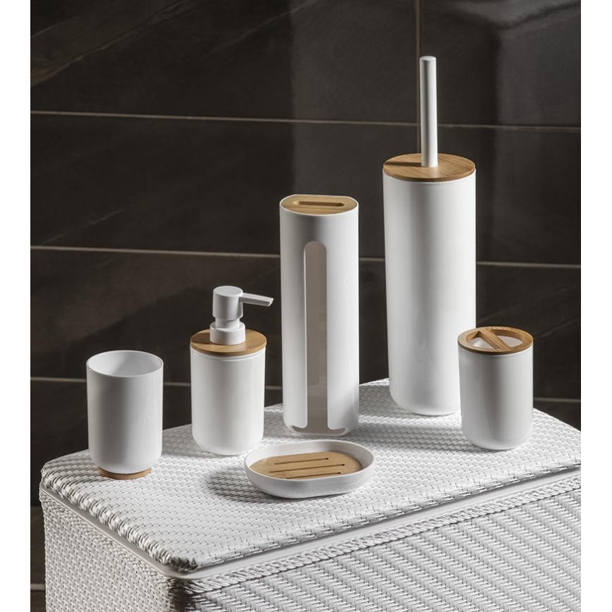 Aqualine - Držač za četkice za zube SNOW bela/bambus