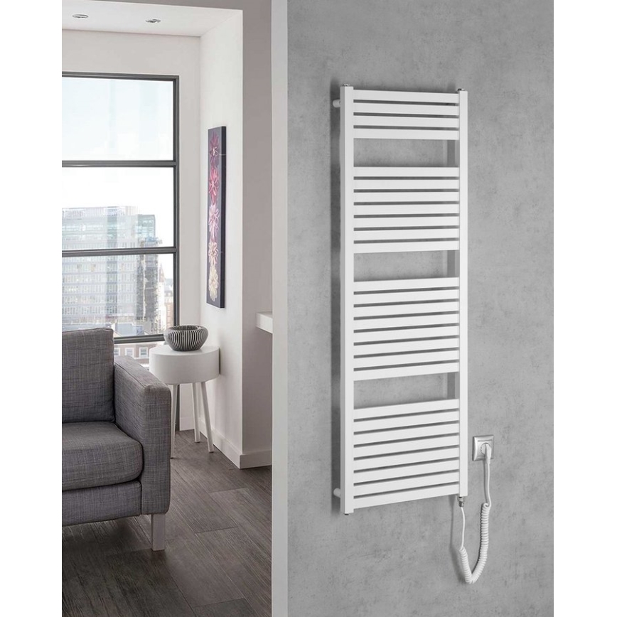 Aqualine - Kupatilski električni radijator TONDI-E 500W/230V 133 cm beli ravan