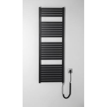 Aqualine - Kupatilski električni radijator TONDI-E 500W/230V, 133 cm, mat crna, ravan