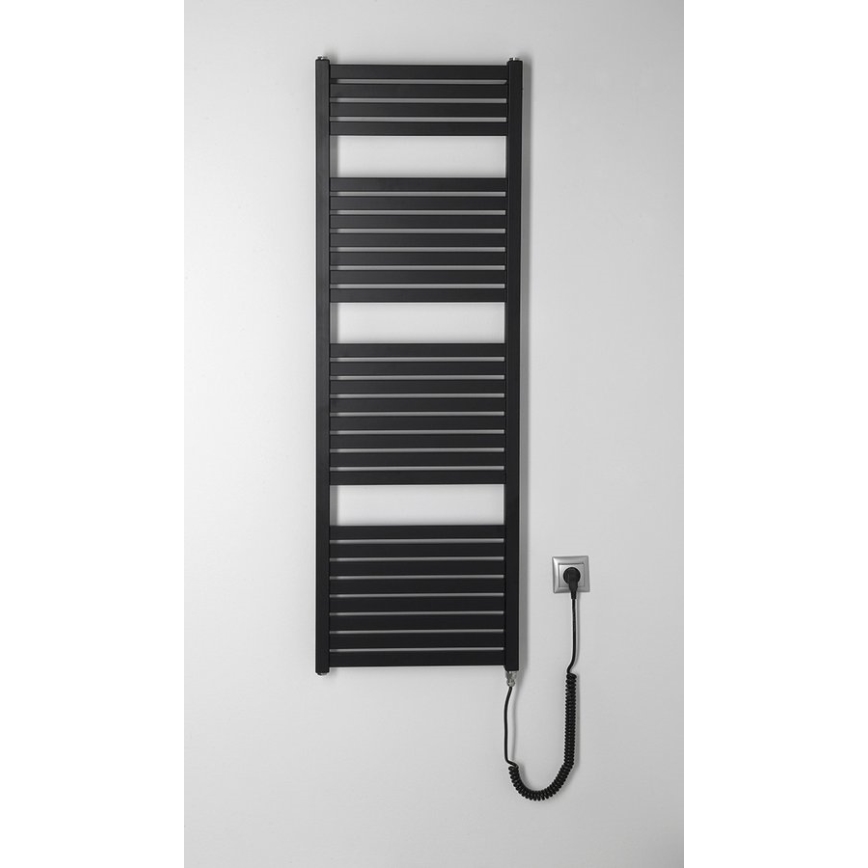 Aqualine - Kupatilski električni radijator TONDI-E 500W/230V, 133 cm, mat crna, ravan