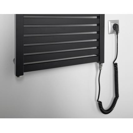 Aqualine - Kupatilski električni radijator TONDI-E 500W/230V, 133 cm, mat crna, ravan