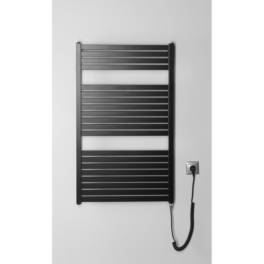 Aqualine - Električni radijator za kupatilo TONDI-E 400W/230V 97 cm mat crne boje ravan