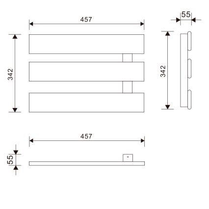 Aqualine - Električni sušač peškira ELVIS 50W/230V 34,2 cm, beli, desni