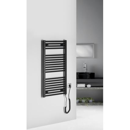 Aqualine - električni za kupatilo radijator DIRECT-E 300W/230V 96 cm matirana crno ravne