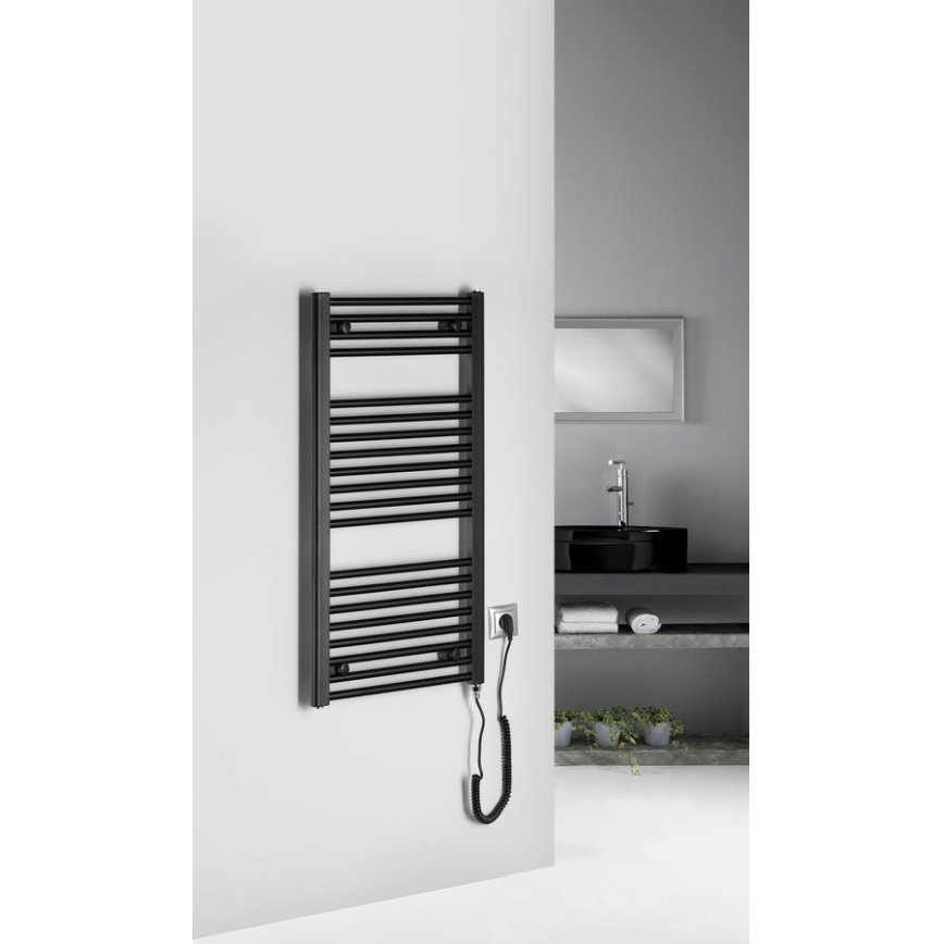 Aqualine - električni za kupatilo radijator DIRECT-E 300W/230V 96 cm matirana crno ravne
