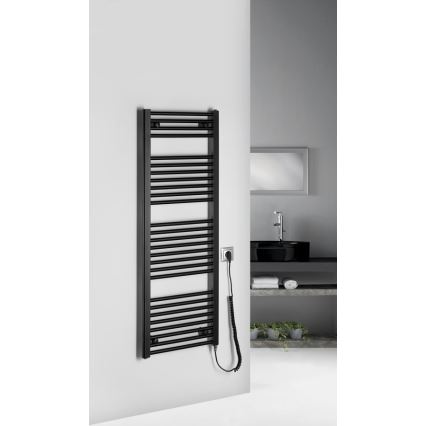 Aqualine - električni za kupatilo radijator DIRECT-E 400W/230V 132 cm matirana crno pravi