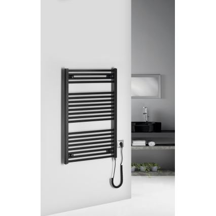 Aqualine - električni za kupatilo radijator DIRECT-E 400W/230V 96 cm matirana crno ravne