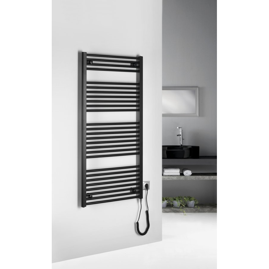 Aqualine - električni za kupatilo radijator DIRECT-E 600W/230V 132 cm matirana crno ravne