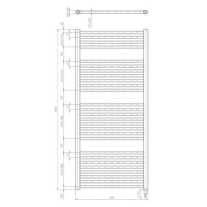 Aqualine - električni za kupatilo radijator DIRECT-E 600W/230V 132 cm matirana crno ravne