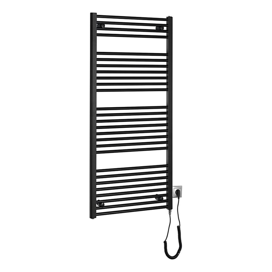 Aqualine - električni za kupatilo radijator DIRECT-E 600W/230V 132 cm matirana crno ravne