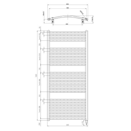 Aqualine - električni za kupatilo radijator ORBIT-E 600W/230V 132 cm bela oble