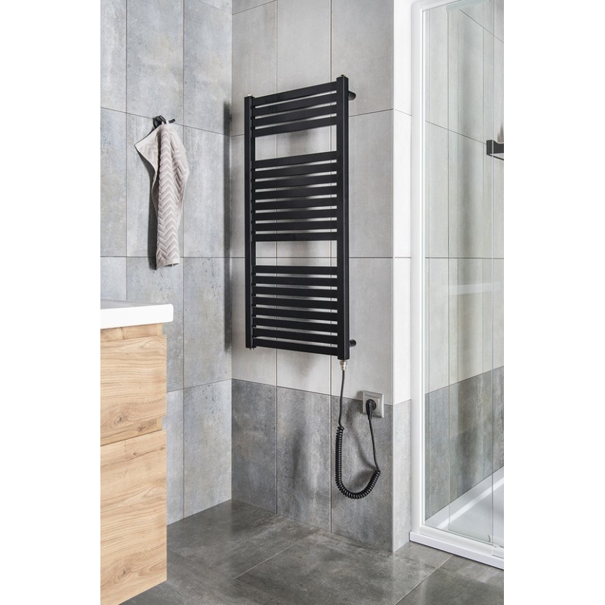 Aqualine - električni za kupatilo radijator TONDI-E 300W/230V 97 cm matirana crno uglast