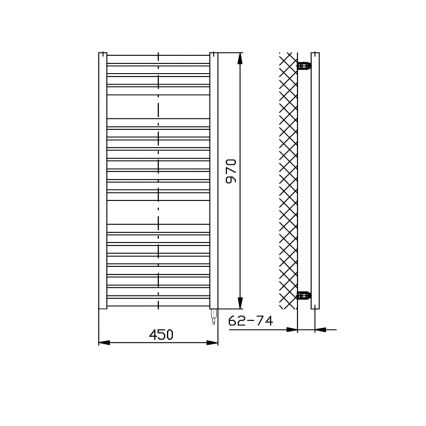 Aqualine - električni za kupatilo radijator TONDI-E 300W/230V 97 cm matirana crno uglast