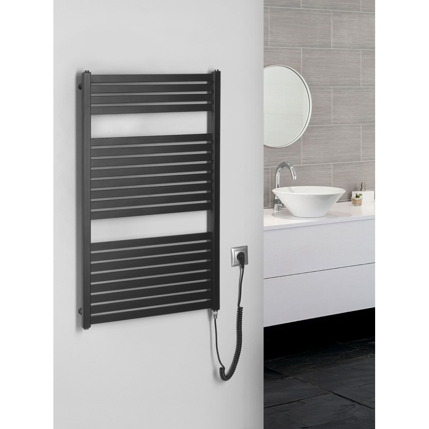 Aqualine - električni za kupatilo radijator TONDI-E 400W/230V 97 cm matirana crno pravi