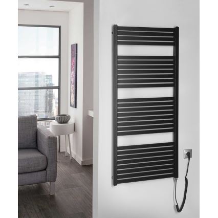 Aqualine - električni za kupatilo radijator TONDI-E 600W/230V 133 cm matirana crno pravi