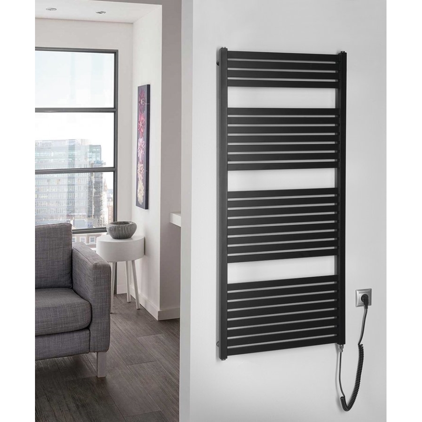 Aqualine - električni za kupatilo radijator TONDI-E 600W/230V 133 cm matirana crno pravi