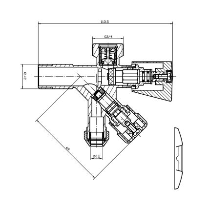 Aqualine - Kombinovani ventil sjajni hrom