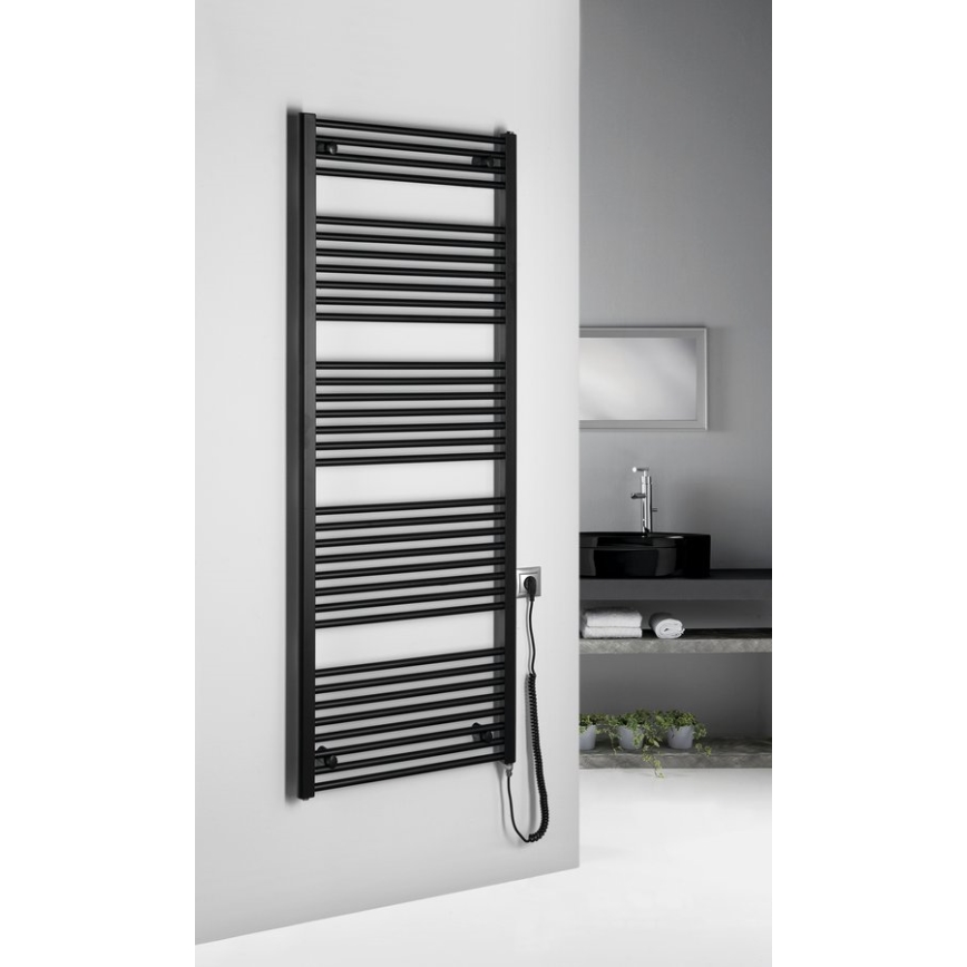 Aqualine - Kupaonski električni radijator DIRECT-E 800W/230V 168 cm mat crne boje, ravan