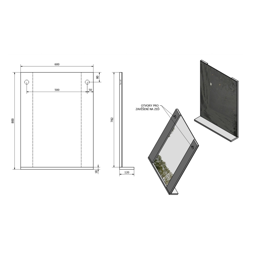 Aqualine - Ogledalo BETA 60x80 cm belo