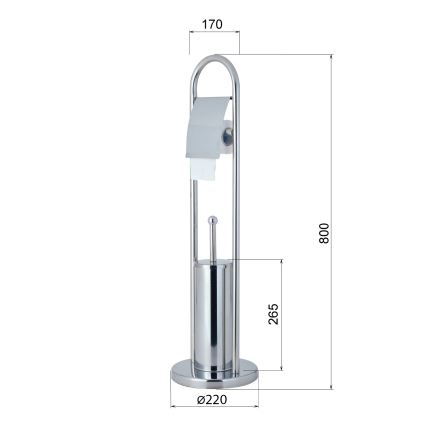 Aqualine - Samostojeća četka za WC sa držačem toaletnog papira SAMBA 80x22 cm sjajni hrom