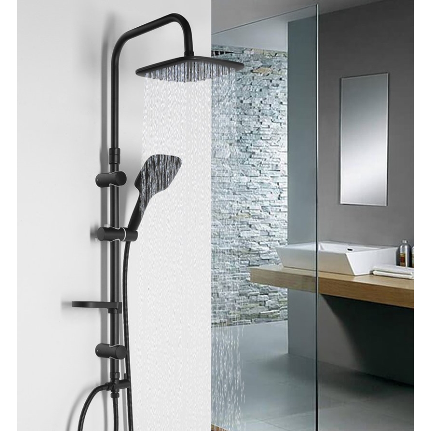 Aqualine - Set za tuširanje KERA matirana crno