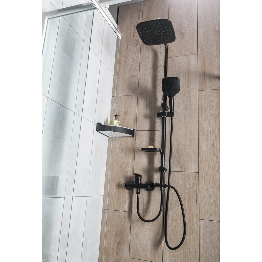 Aqualine - Set za tuširanje KERA matirana crno