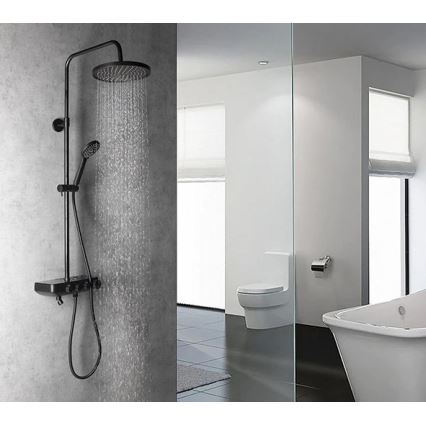 Aqualine - Set za tuširanje sa mešalicom i dodatnom mini slavinom FARRAO matirana crno