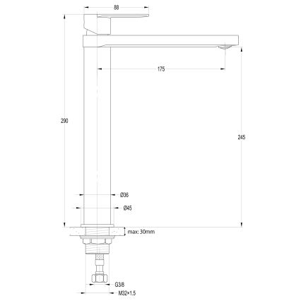 Aqualine - Slavina za lavabo DAPHNE 29 cm sjajni krom