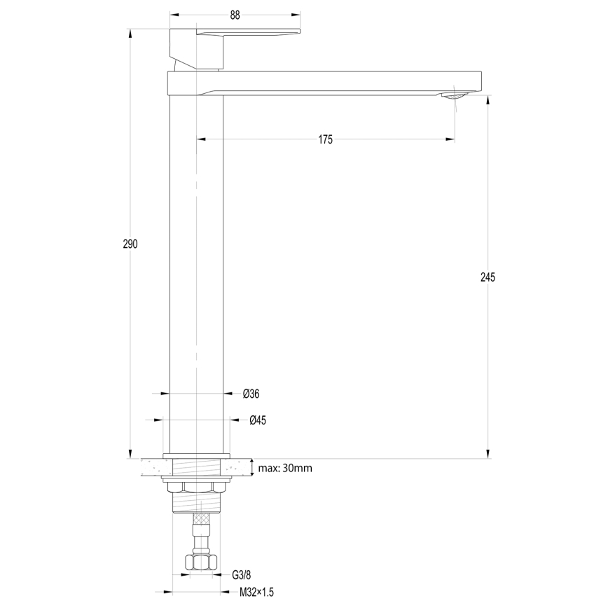 Aqualine - Slavina za lavabo DAPHNE 29 cm sjajni krom
