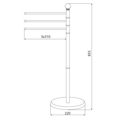 Aqualine - Stalak sa držačem peškira SAMBA 85,5 cm nerđajući čelik/sjajni krom