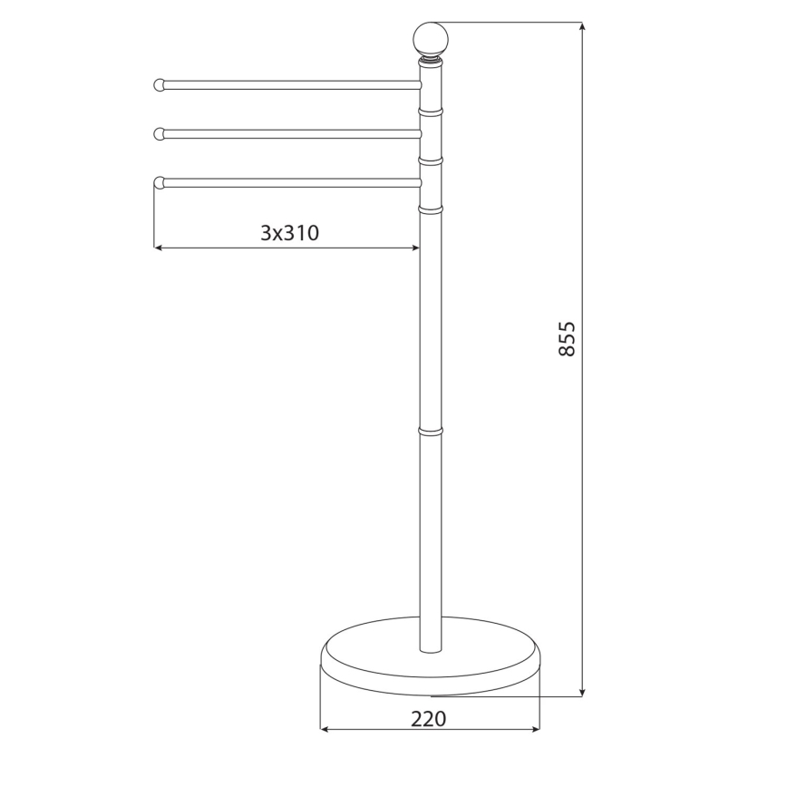 Aqualine - Stalak sa držačem peškira SAMBA 85,5 cm nerđajući čelik/sjajni krom