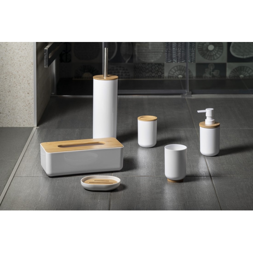 Aqualine - Stalak za četkice za zube SNOW bela/bambus