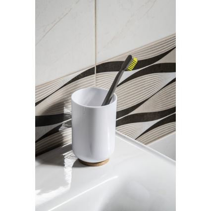 Aqualine - Stalak za četkice za zube SNOW bela/bambus
