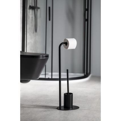 Aqualine - Stalak za toalet papir i WC četku SAMBA crno
