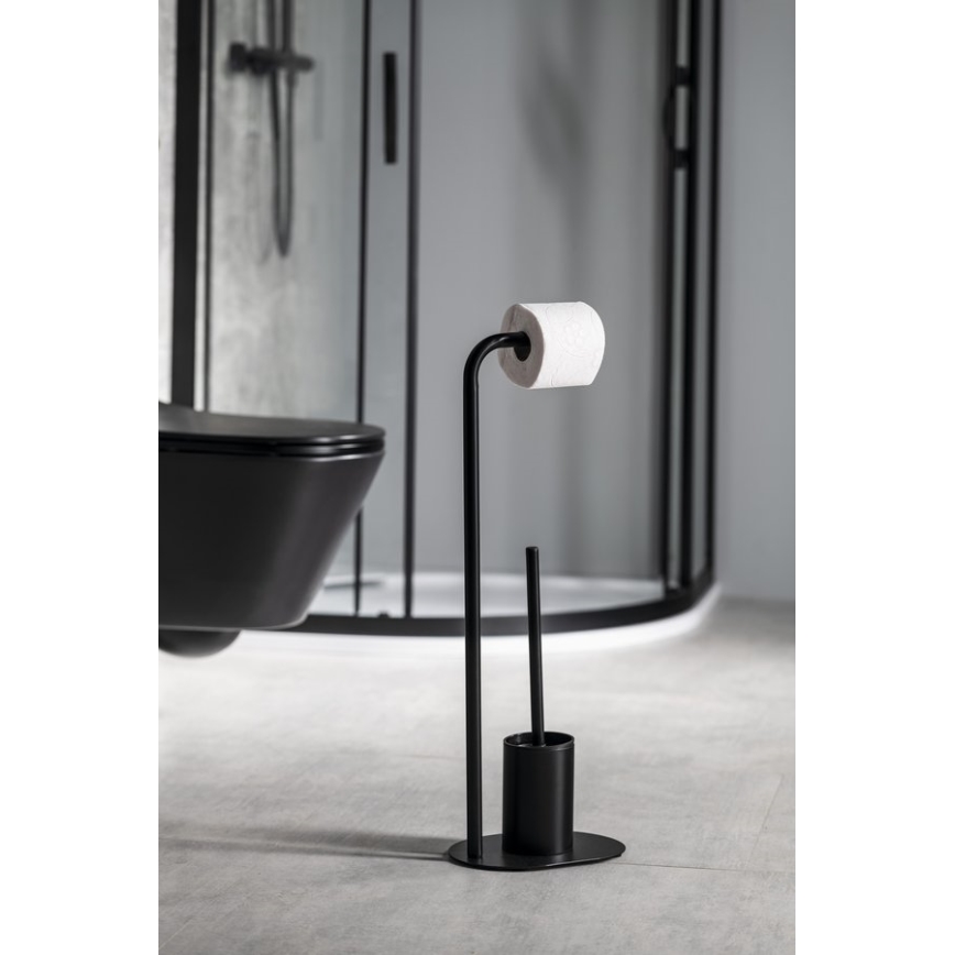 Aqualine - Stalak za toalet papir i WC četku SAMBA crno