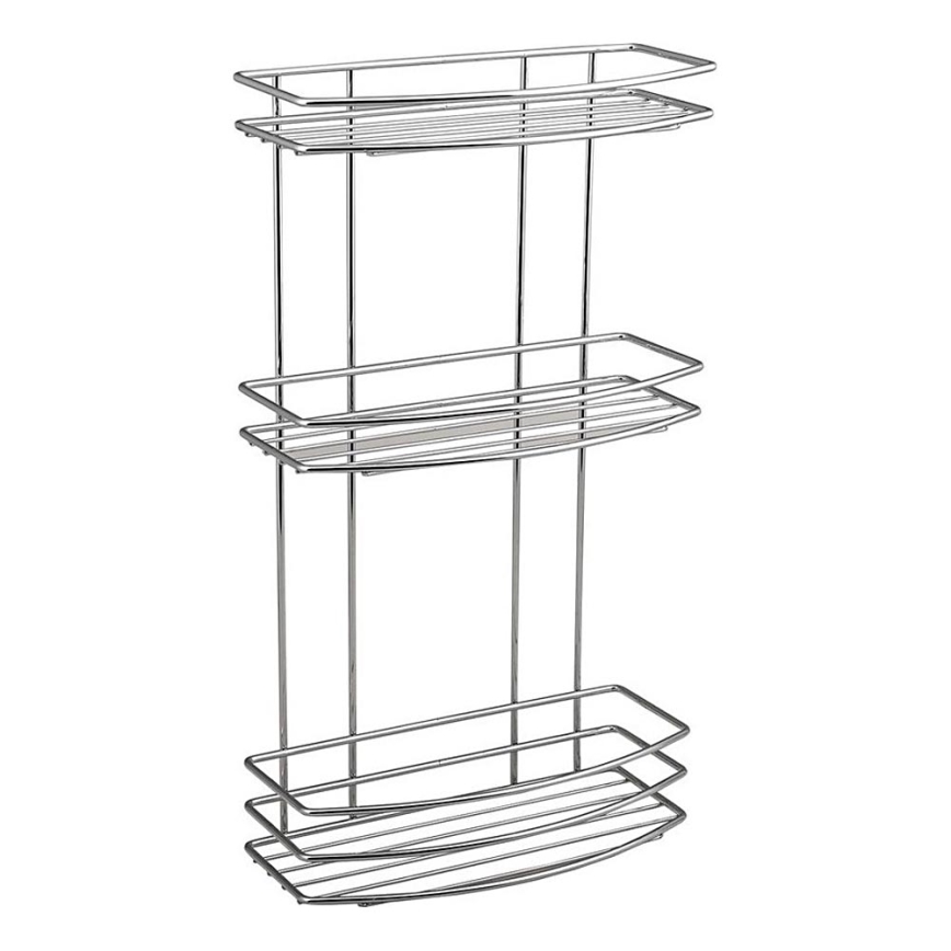 Aqualine - Trospratna zidna polica za tuš CHROM LINE sjajni hrom