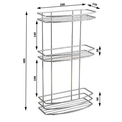 Aqualine - Trospratna zidna polica za tuš CHROM LINE sjajni hrom
