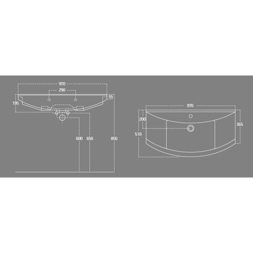 Aqualine - Ugrađeni umivaonik ZERO 97x51 cm keramika/bela