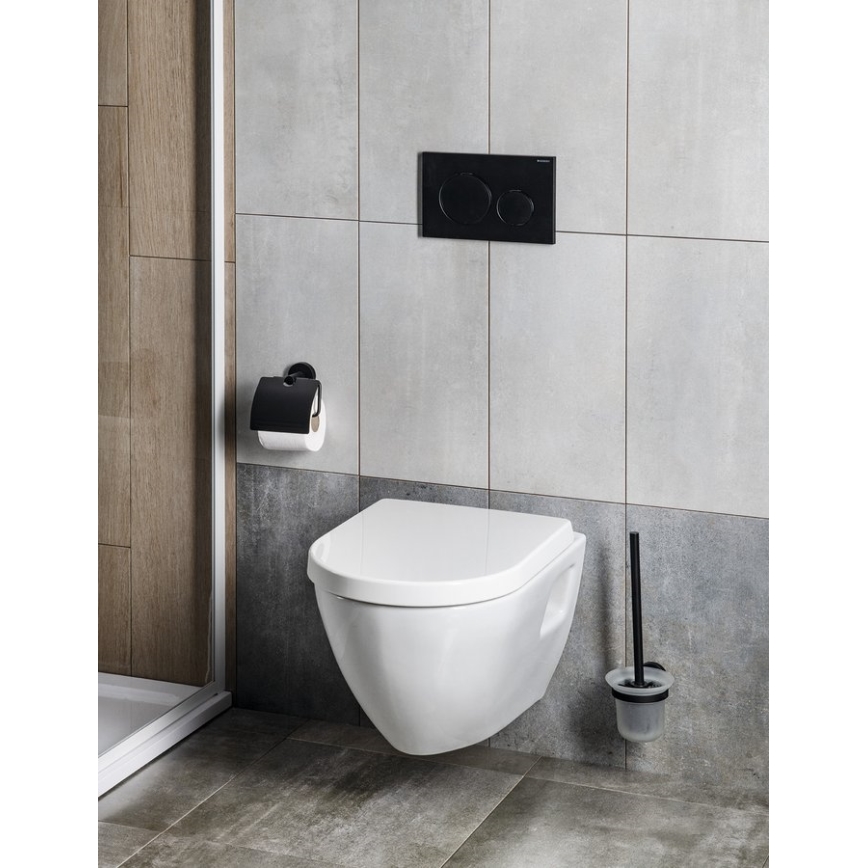 Aqualine - Zidna WC četka SAMBA mlečno Staklo/matirana crno