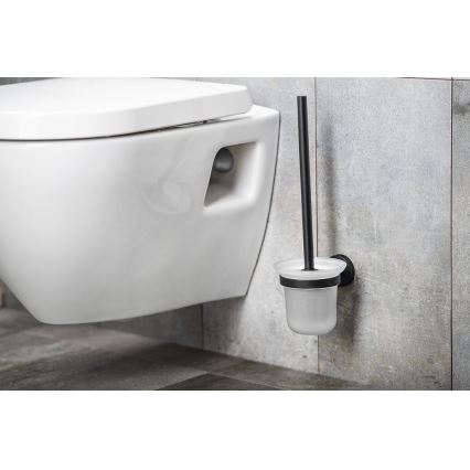 Aqualine - Zidna WC četka SAMBA mlečno Staklo/matirana crno