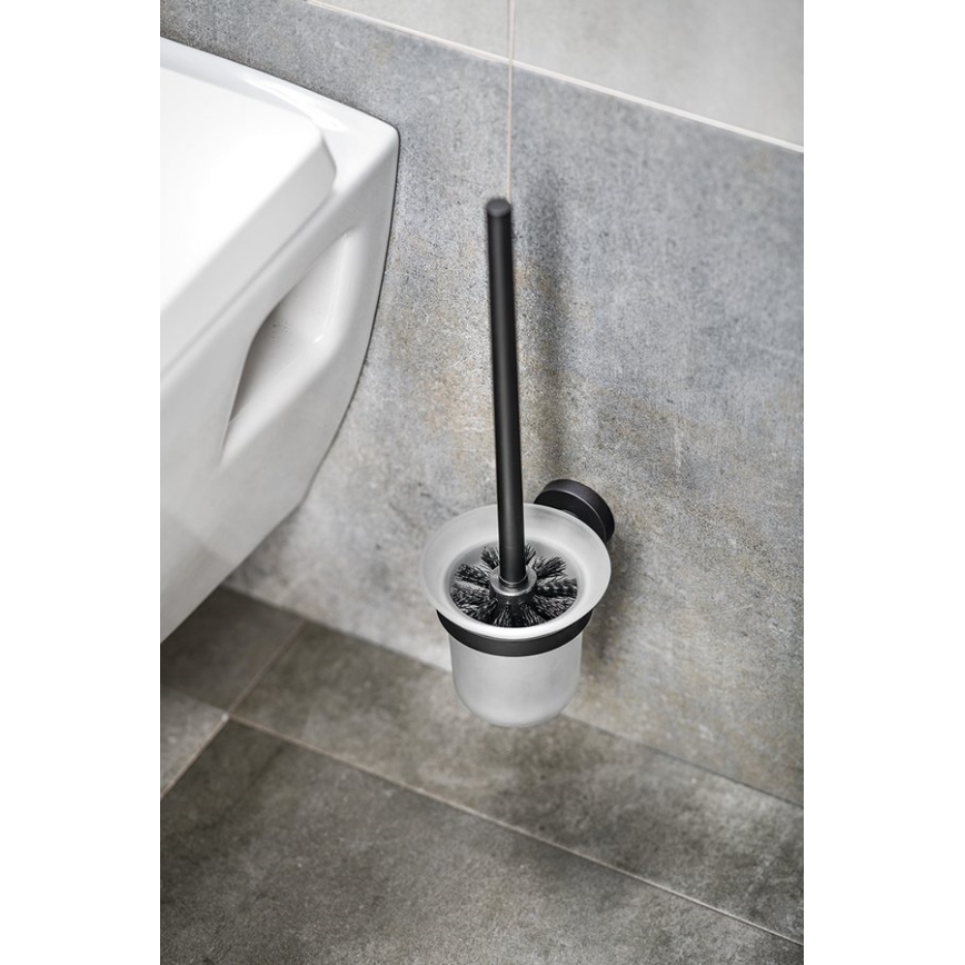 Aqualine - Zidna WC četka SAMBA mlečno Staklo/matirana crno