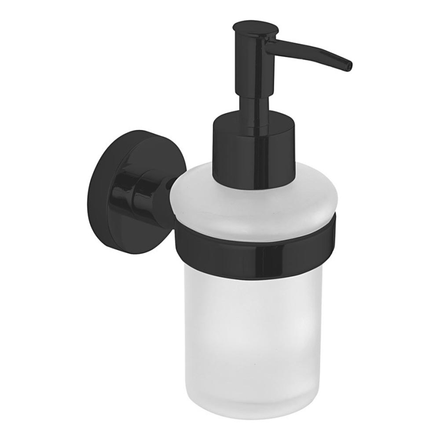 Aqualine - Zidni dozator sapuna SAMBA 150 ml mlečno Staklo/matirana crno