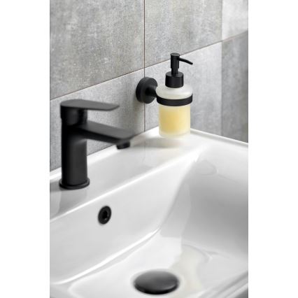 Aqualine - Zidni dozator sapuna SAMBA 150 ml mlečno Staklo/matirana crno