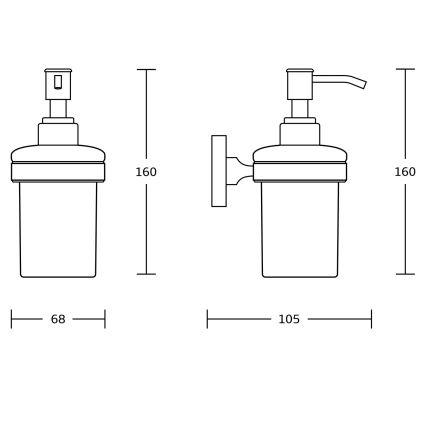 Aqualine - Zidni dozator sapuna SAMBA 150 ml mlečno Staklo/matirana crno