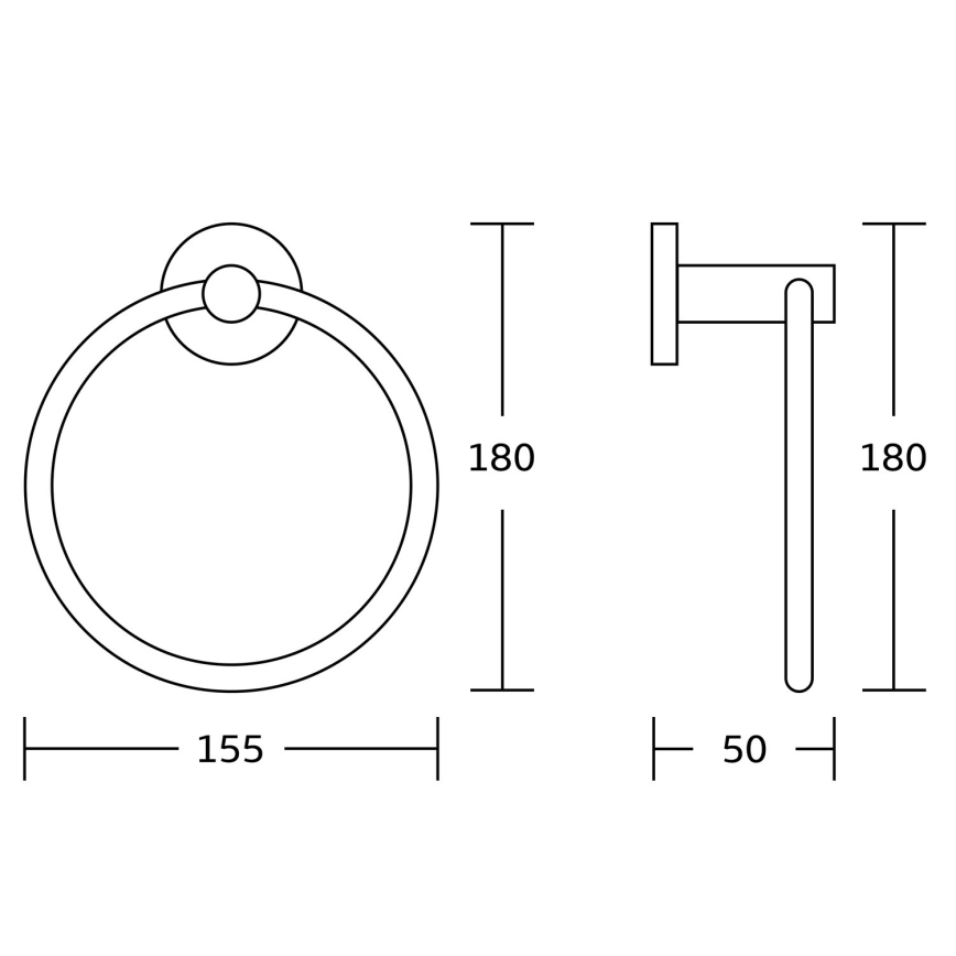 Aqualine - Zidni držač peškira SAMBA, prečnik 15,5 cm, crni